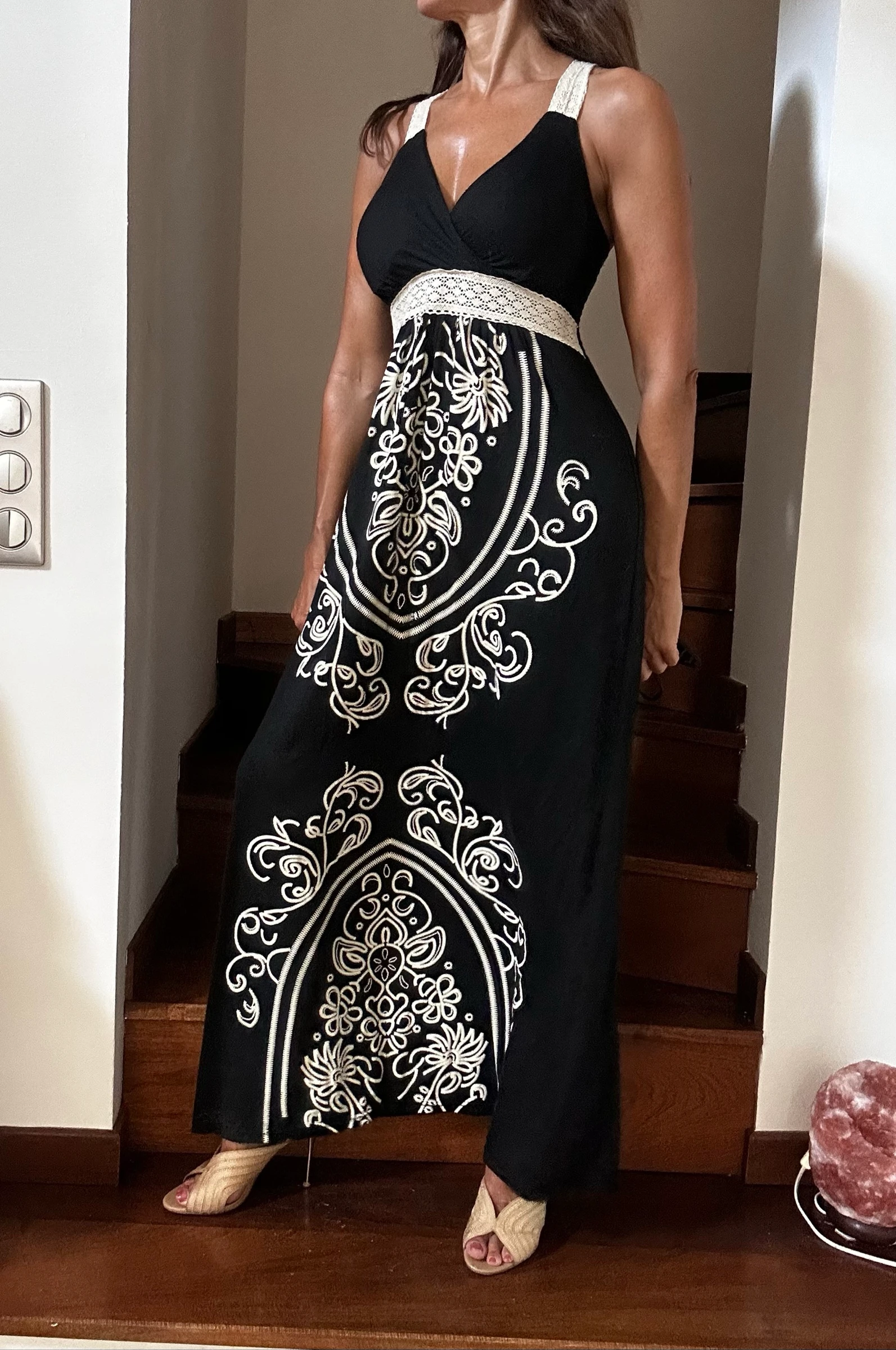 Long bohemian black & ecru dress – Size S/M – photo 6